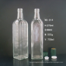2015 Hot sale 750ml Clear Square Glass Olive Oil Bottle With Lid